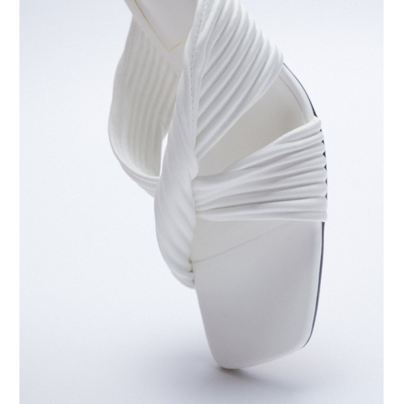 Zara High Heels Heeled Pleated White Sandals - Picture 10 of 12